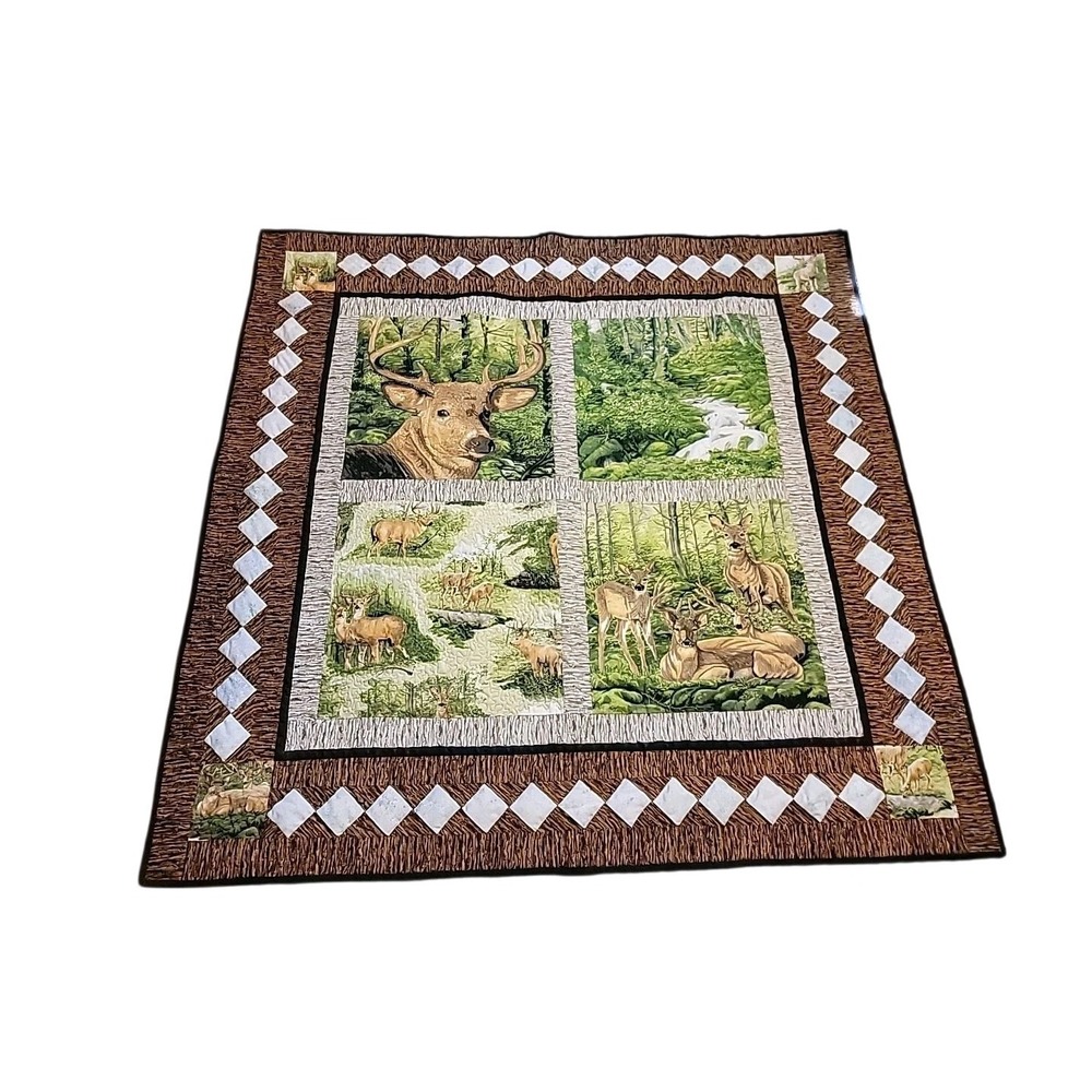 Handmade Quilt New Buck & Deer Theme Size 54 X 54